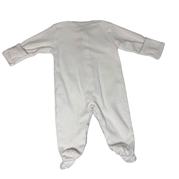 Kissy Kissy Baby Footie Sleeper White Gray Dot Size 0-3M Pima Cotton Newborn - Picture 2 of 5